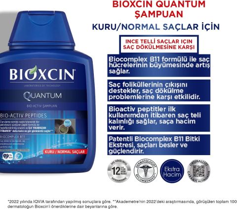 Bioxcin Quantum İnce Telli Saçlar İçin Dökülme Karşıtı Şampuan 3x300 ml