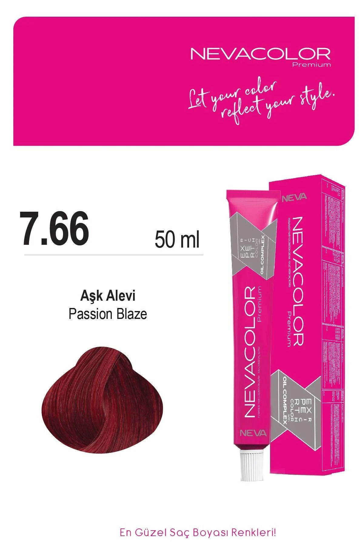 Neva Color Tüp Saç Boyası 7.66 Aşk Alevi 50 ml