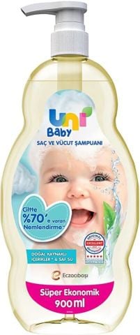 Uni Baby Saç ve Vücut Şampuanı 900 ml Pompalı