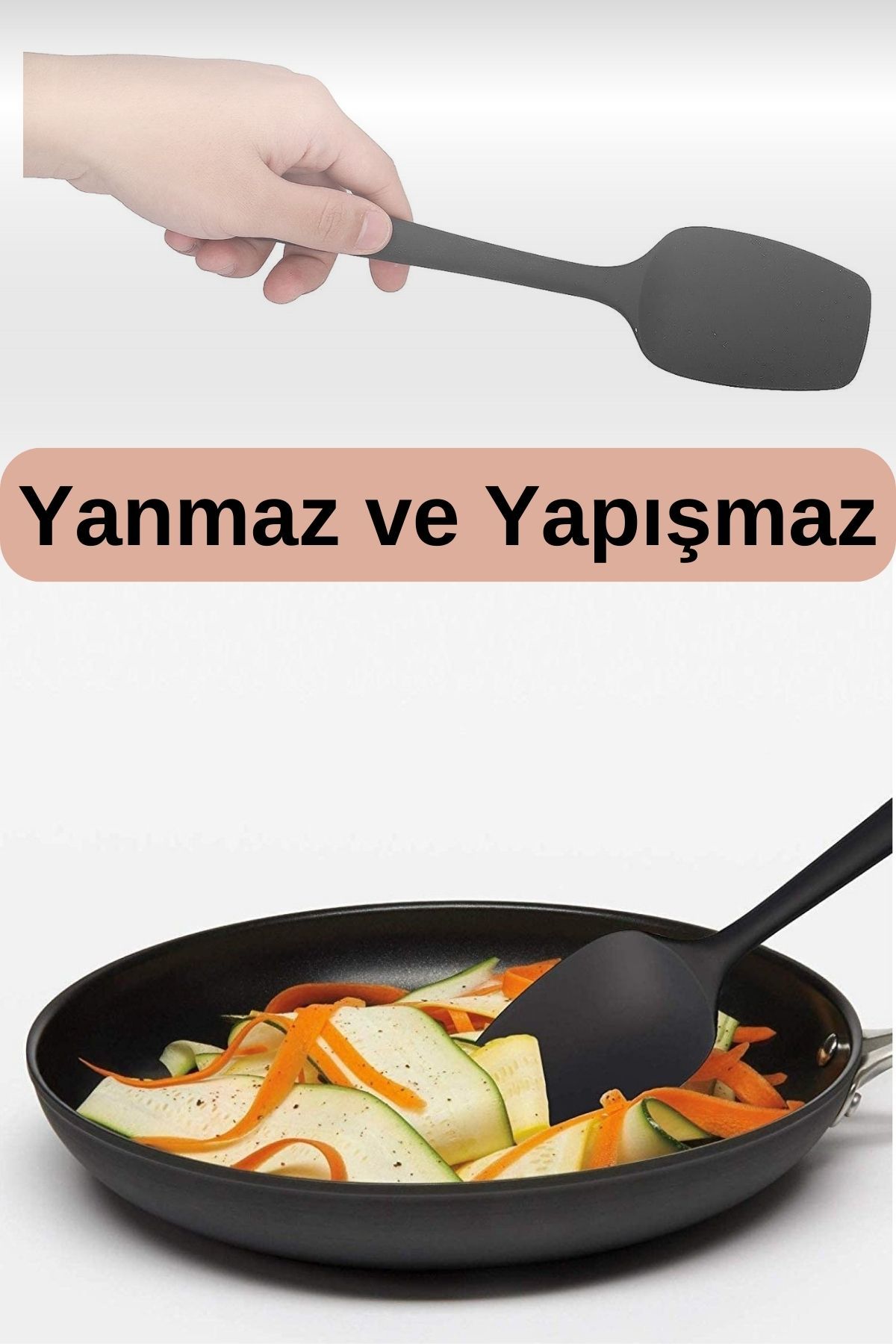 Siyah Silikon Spatula Yanmaz ve Yapışmaz Spatula