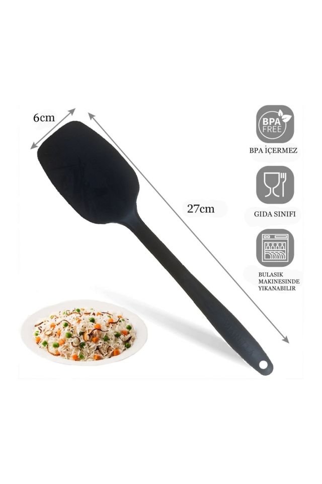 Siyah Silikon Spatula Yanmaz ve Yapışmaz Spatula