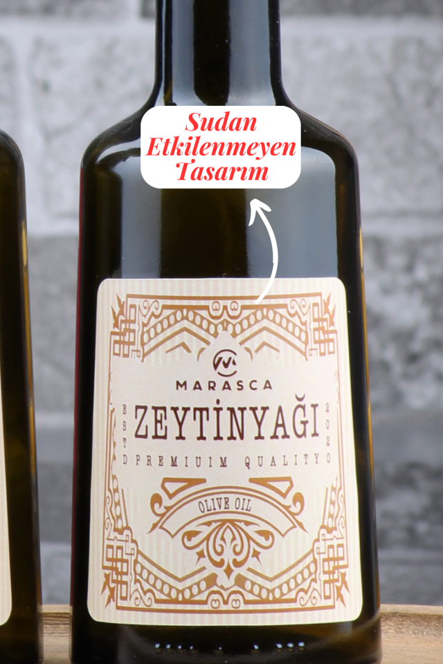 Marasca Ahaşp Stantlı Zeytinyağı Şişesi 250 ml Damlatmaz Yağlık Sosluk Gold Başlık