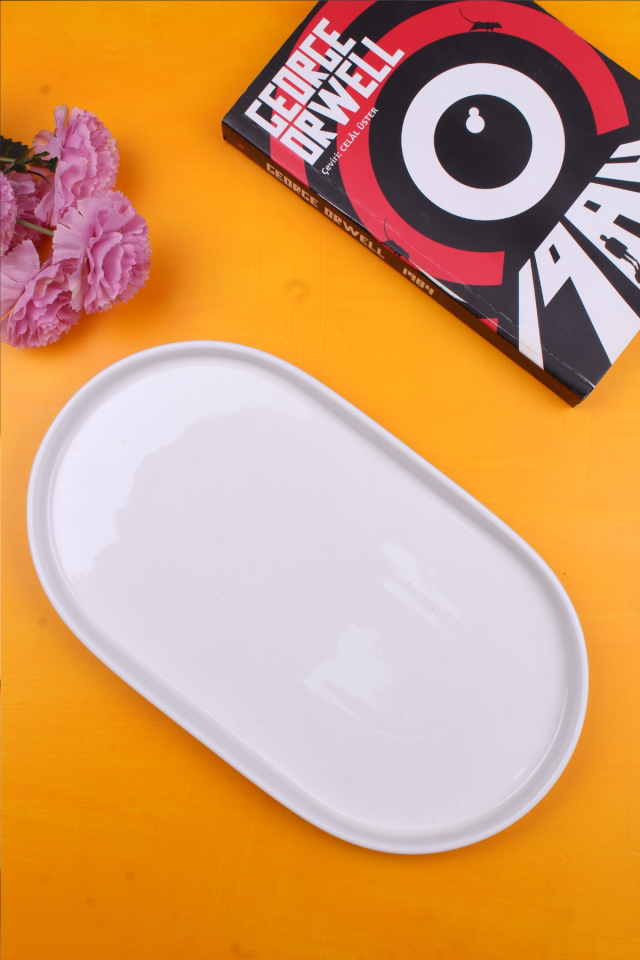 Pure Oval Porselen Servis ve Sunum Tabağı Kahve Yanı Kahvaltı Tabağı Çerezlik 26 cm 1 Adet