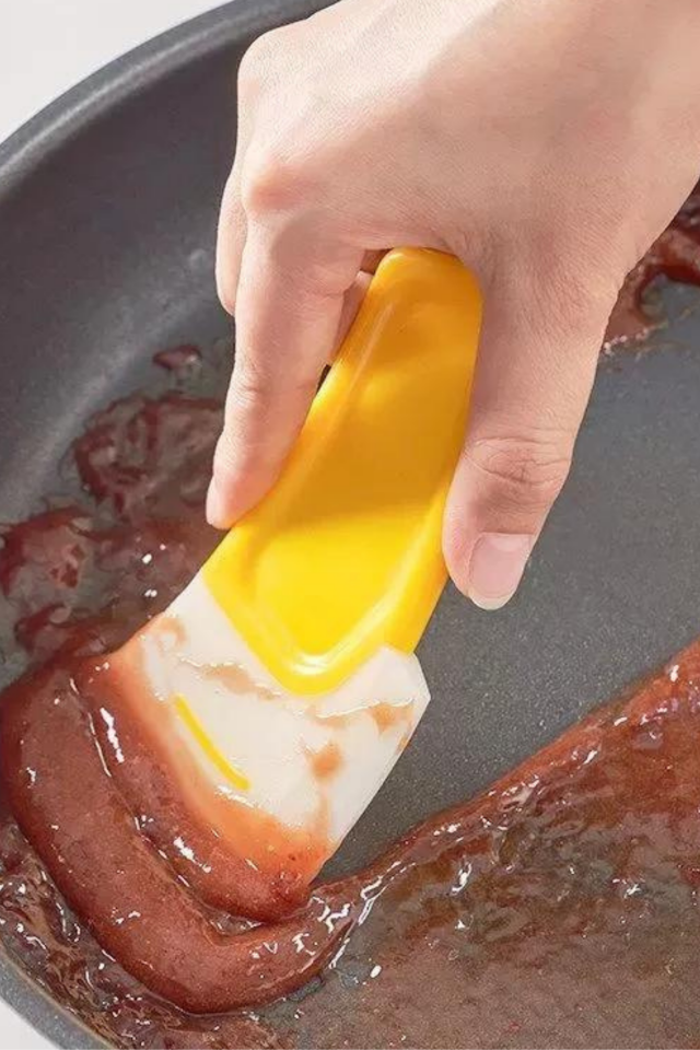 Silikon Uçlu Kazıyıcı Spatula| Kek Spatula, Mutfak Spatula PP Saplı Kolay Temizlenebilir Yapışmaz 1 Adet Kanca Deliği Tasarımı Hamur Için Pişirme Pişirme