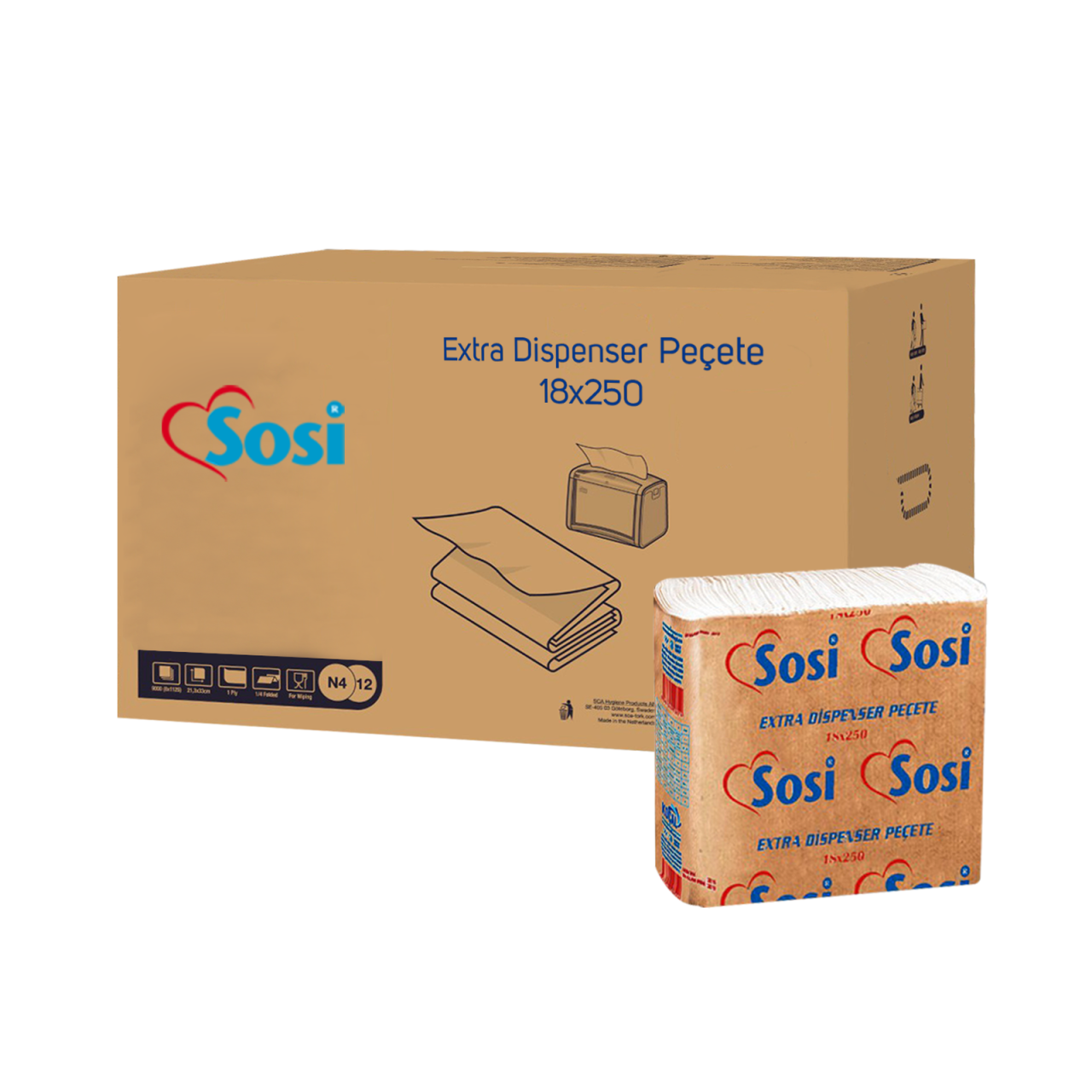 SOSİ Extra Plus Dispenser Peçete 18x250'li