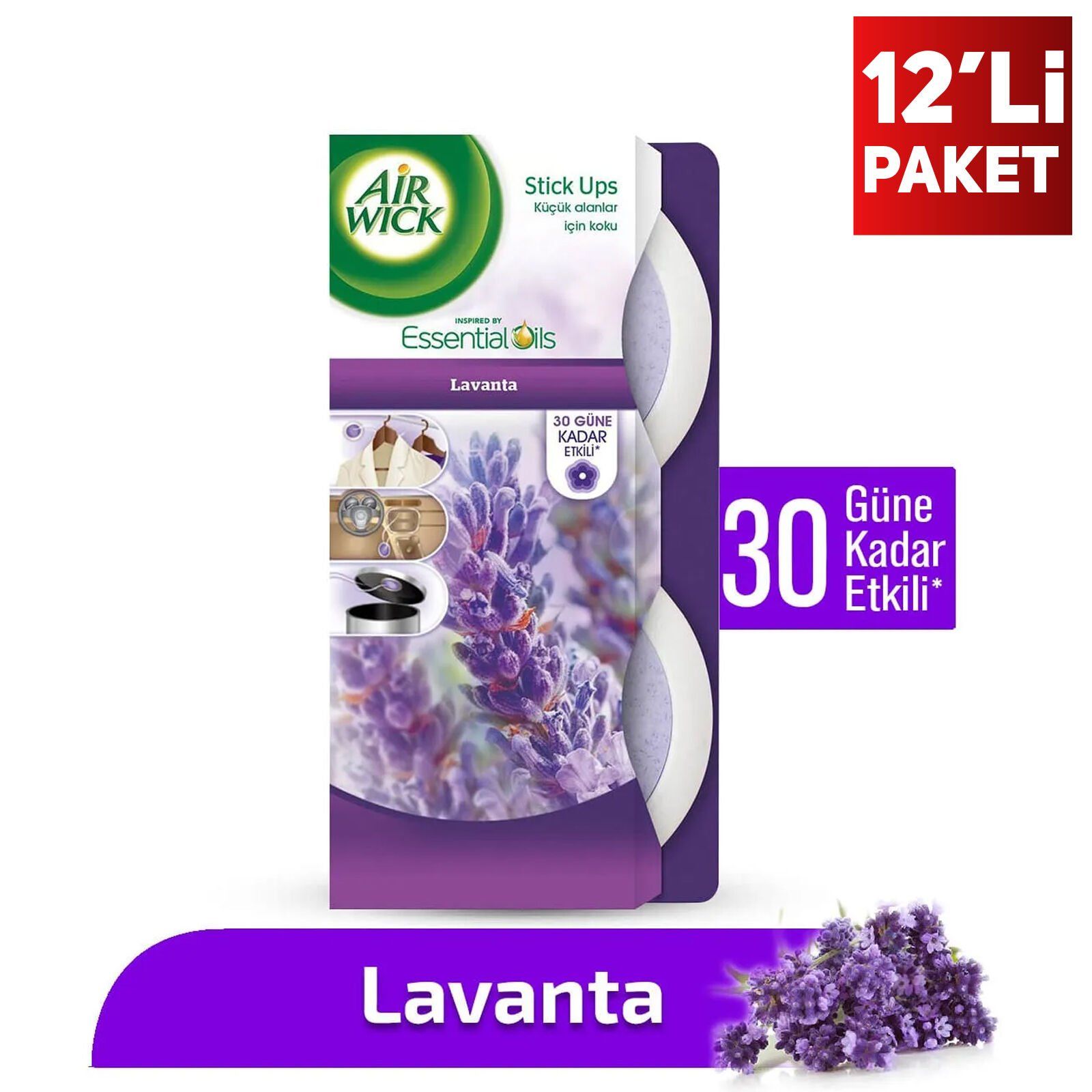 Air Wick Stick Ups Lavanta Dekoratif 2'li Oda Kokusu 12'li Paket