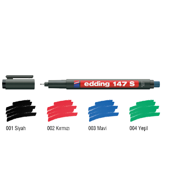 Edding Asetat Kalemi Permanent S Seri 0.3 MM Kırmızı 147 S