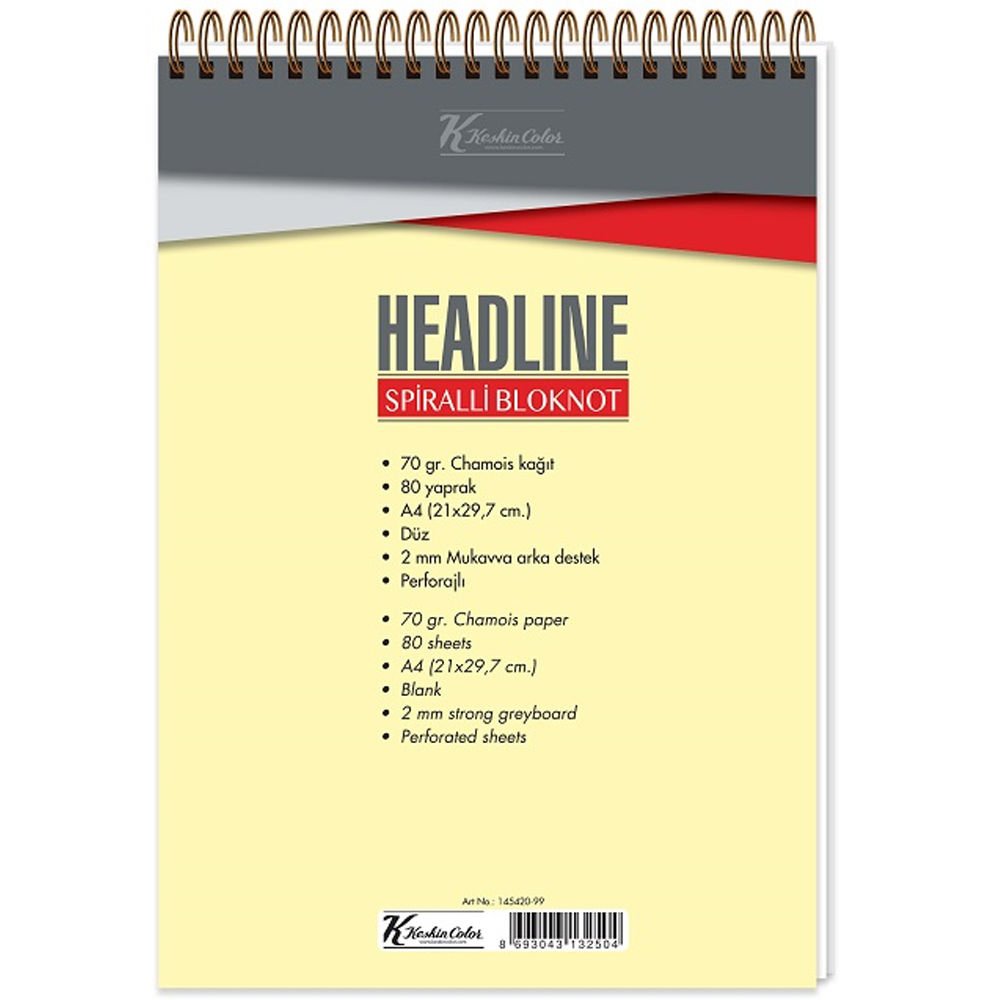 Keskin Color Bloknot Karton Kapak Spr Headline A5 80 Yp.Düz