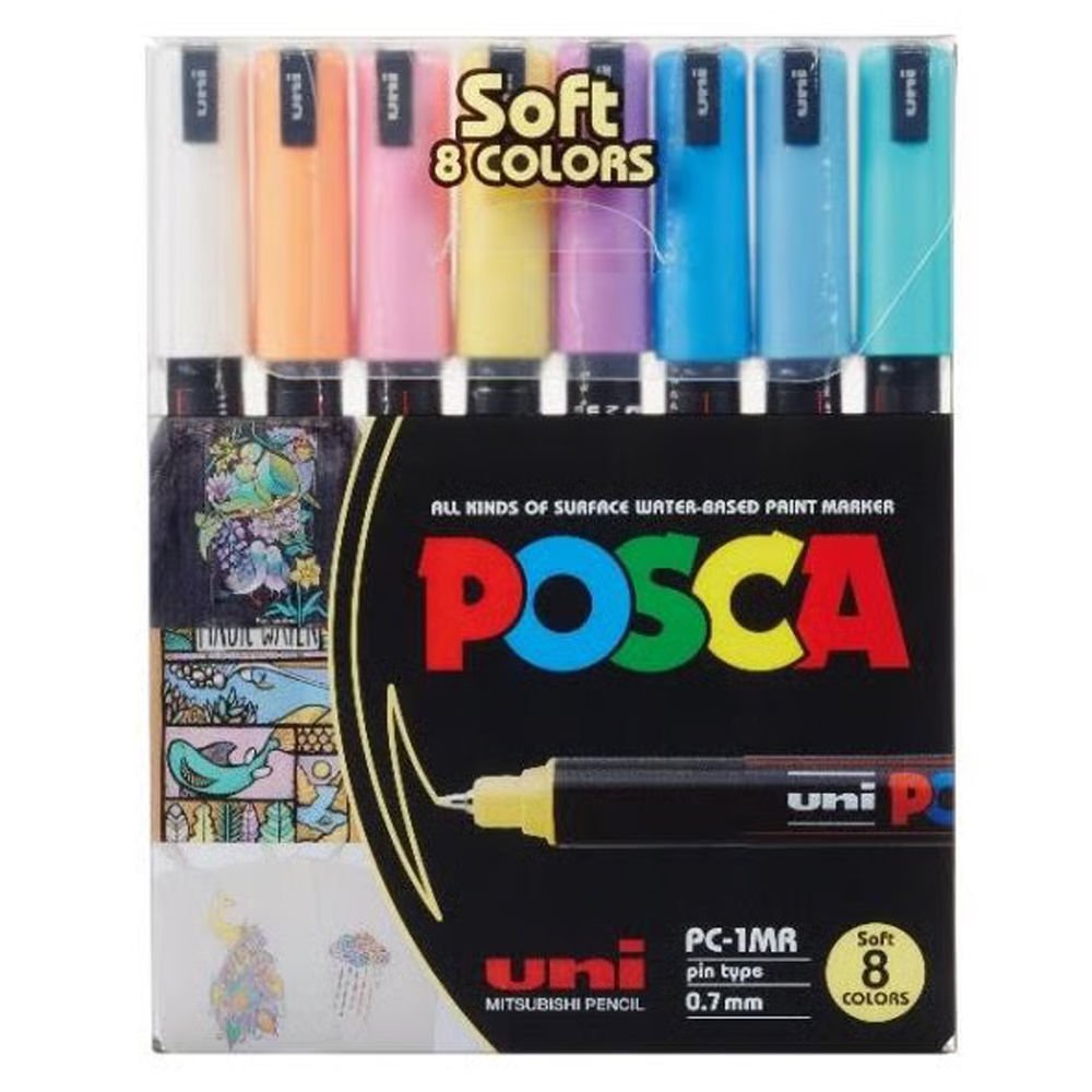 Uni-Ball Posca 0.7 Su Bazlı Poster Markörü Soft renk 8 Li
