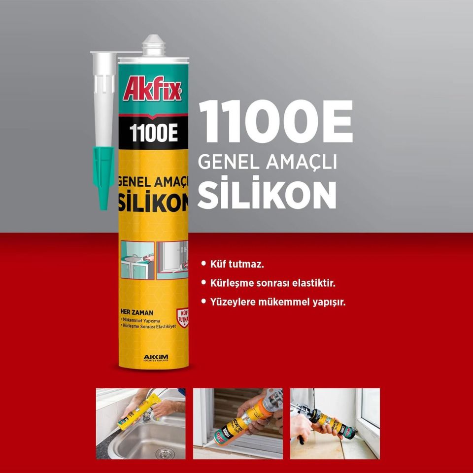Akfix 1100E Genel Amaçlı Silikon 280Gr Beyaz