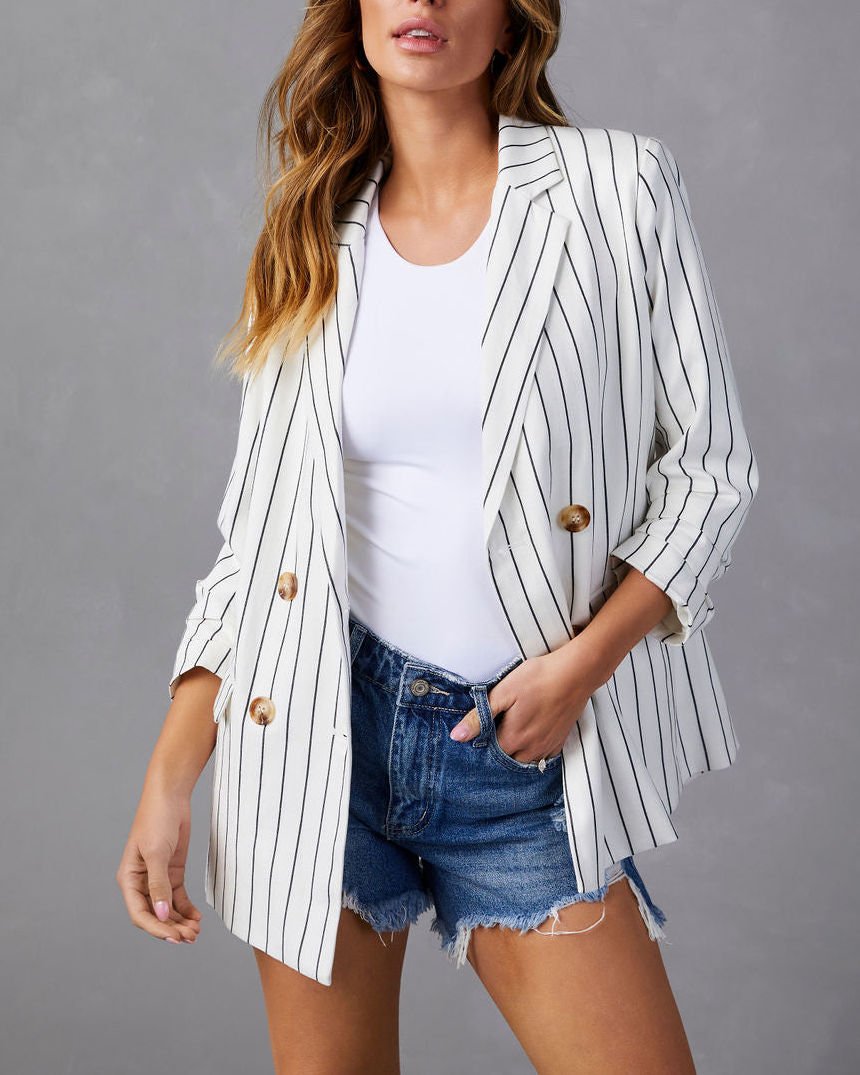 WHITE-GREY BLAZER JACKET