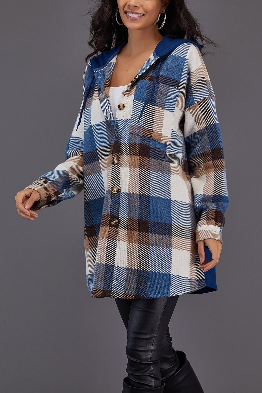 INDIGO-ECRU-PLAID SHIRT