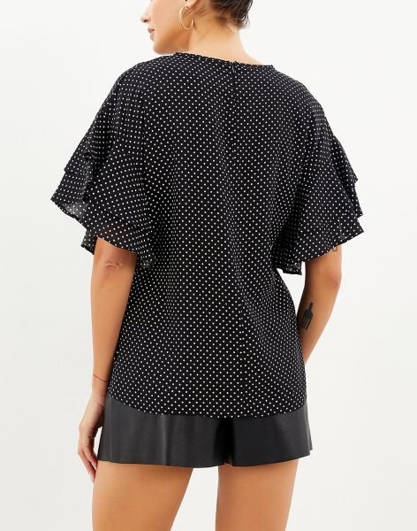 BLACK-POLKA-DOT BLOUSE