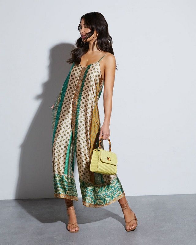 GREEN-BEIGE-PRINTED JUMPSUIT