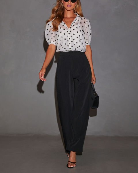 WHITE-BLACK-POLKADOT  SHIRT