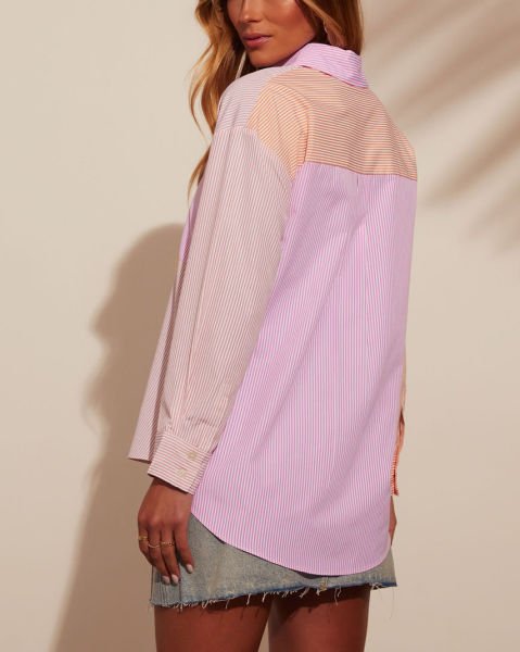 PEACH-PINK-STRIPED  SHIRT