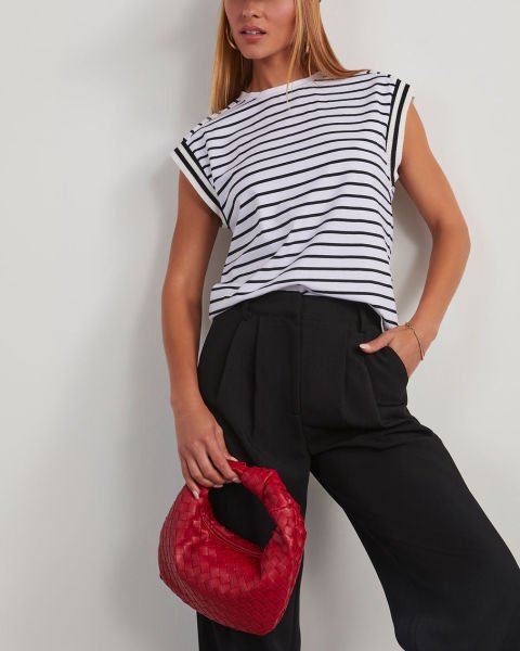 WHITE-BLACK-STRIPED  BLOUSE