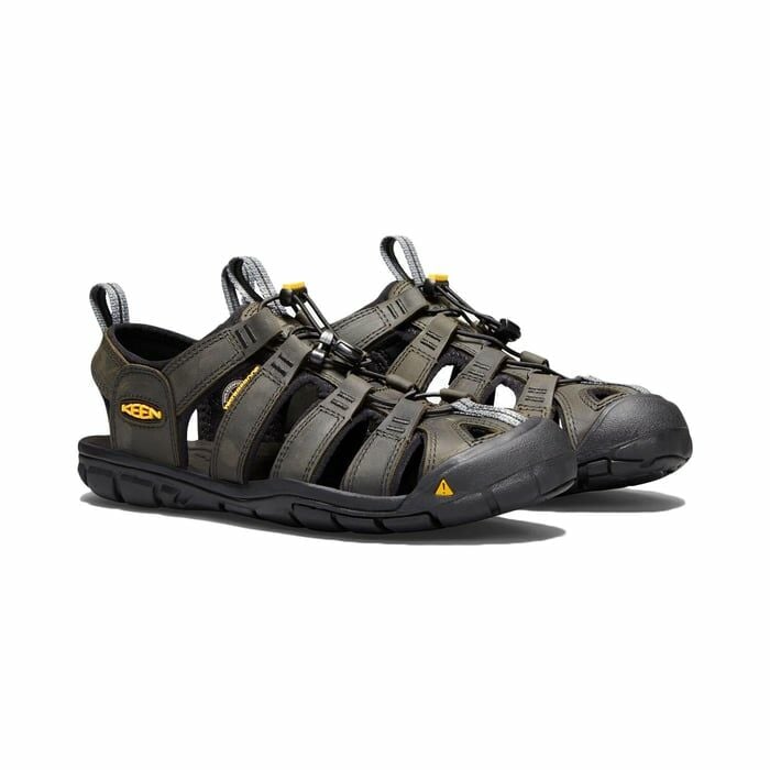 KEEN ERKEK AYAKKABI CLEARWATER CNX LEATHER - DERI ERKEK SANDALET MAGNET-BLACK - 46