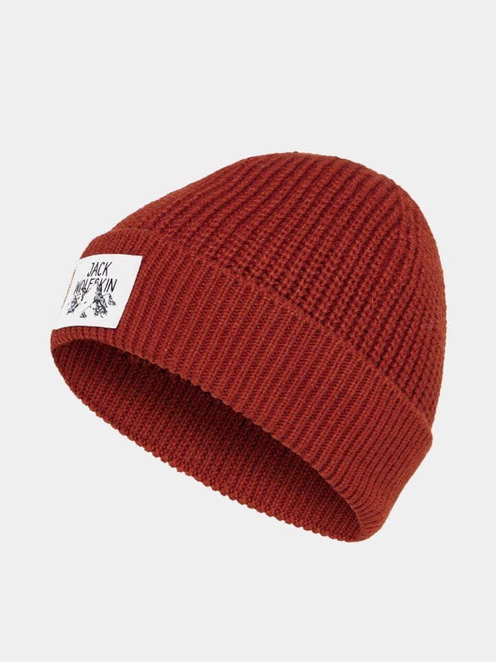 JACK WOLFSKIN UNISEX BERE BADGE BEANIE intense rust - ONE SIZE