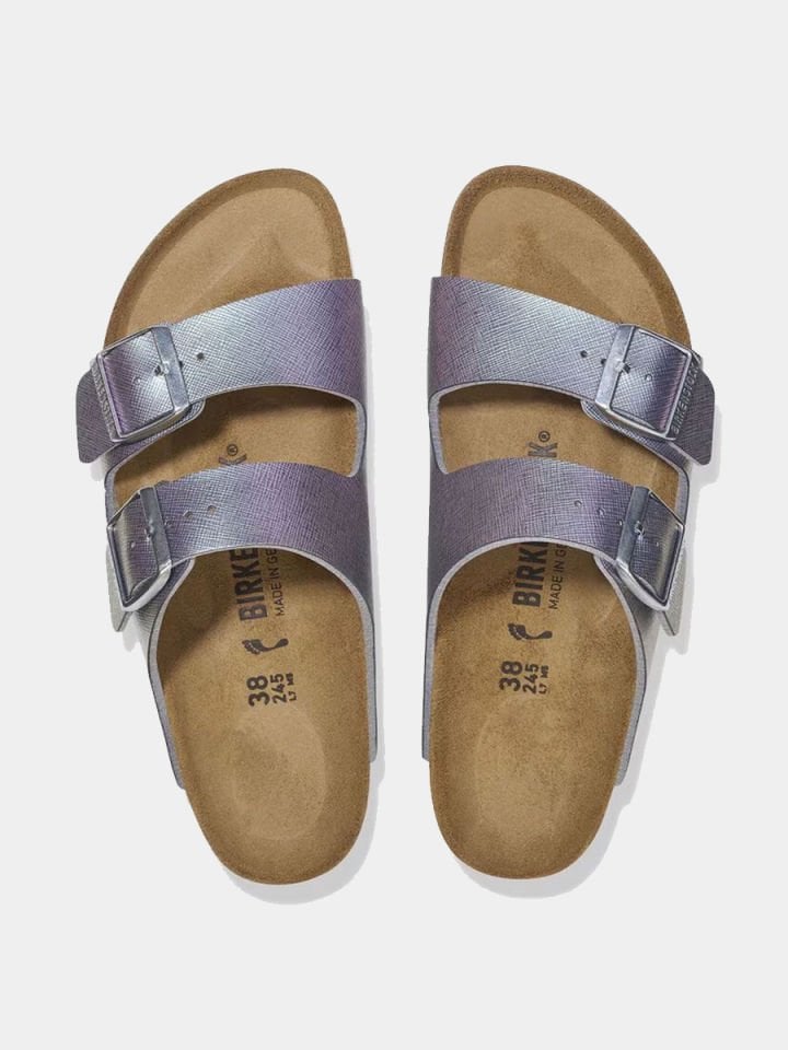 Birkenstock Arizona Bf Saffiano Iridescent Çift Bantlı Kadın Terlik