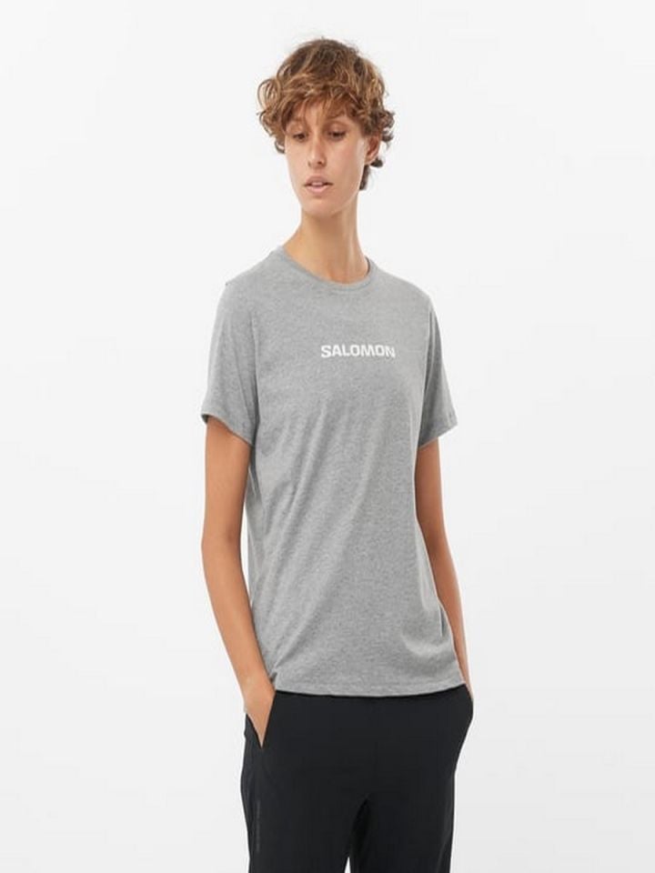 SALOMON KADIN T-SHIRT LOGO SS TEE W Heather Grey - XS