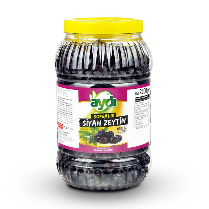 2 Kg pet * 18 Adet Özel İri Sofralık Gemlik Siyah Zeytin 200-230 kalibre