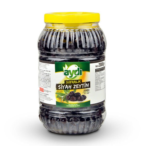 2 Kg pet * 18 Adet Jumbo Sofralık Gemlik Siyah Zeytin 261-290 kalibre