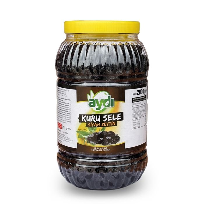 2 Kg pet * 18 Adet Tuzsuz Kuru Sele Sofralık Gemlik Siyah Zeytin 291-350 kalibre