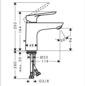 Logis E Tek kollu Lavabo bataryası 100 kumandalı 71178000