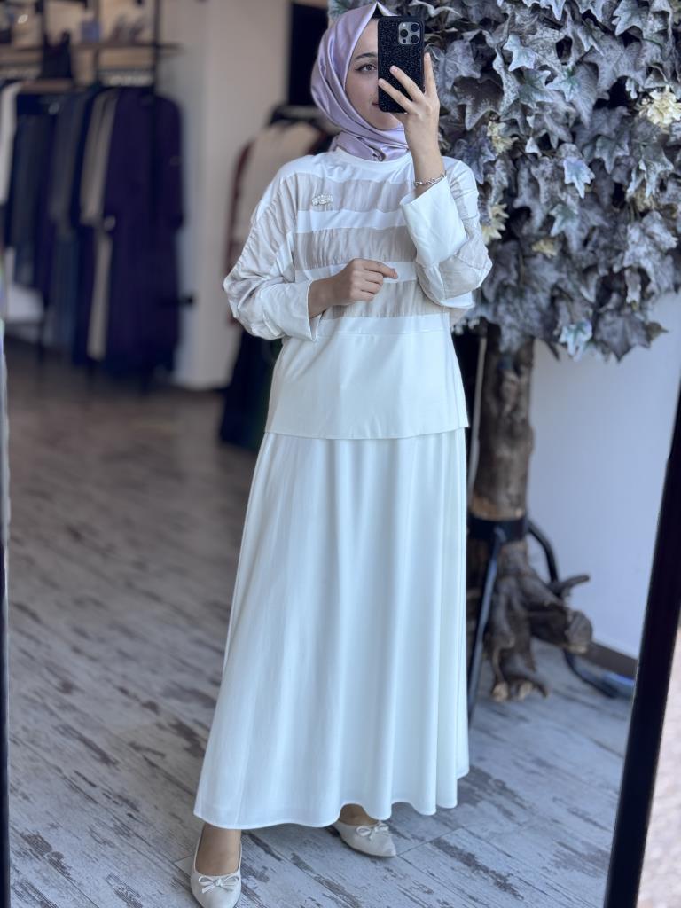 Qupra Yarasa Kol Bluz Etek Takım WAB82117
