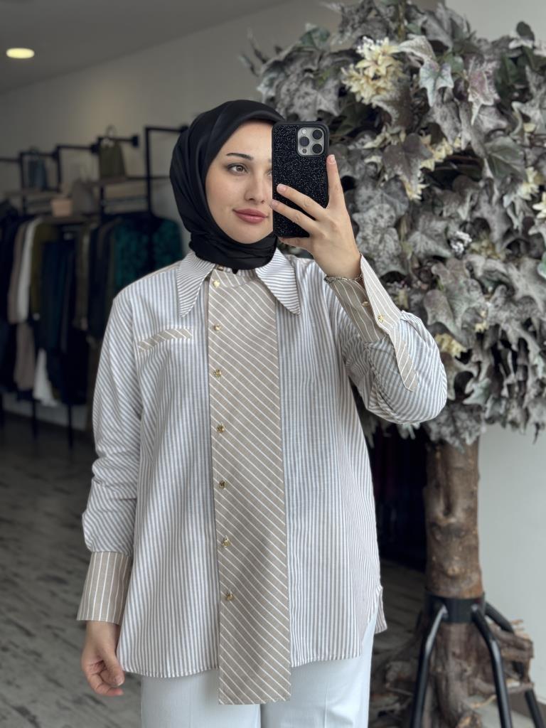 Gırasolem Luxury Gani Çizgili Keten Gömlek