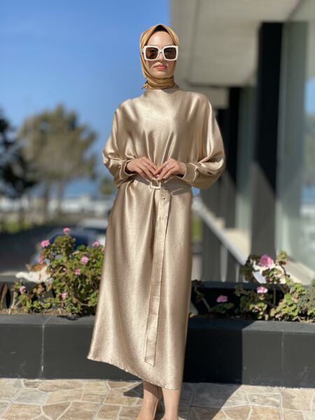 SENNA Letıcıa Gold Abiye Elbise 3049S23