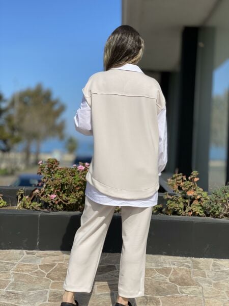 Ghisa Gömlek Detaylı Örme Tunik Pantolon Takım G4524