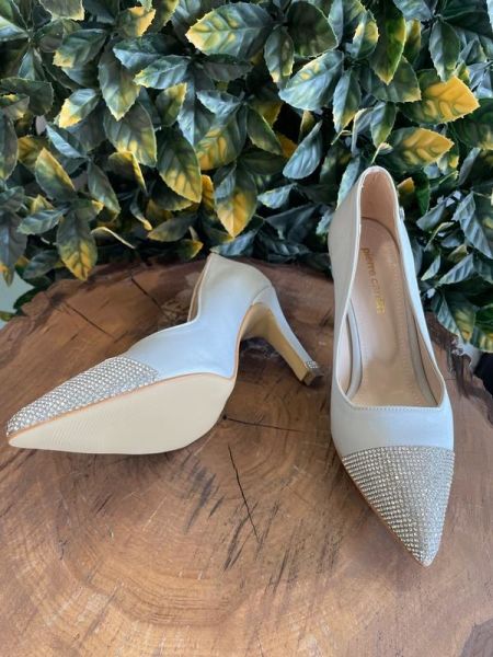 Pierre Cardin Önü ve Topuğu Taşlı Gri Stiletto 52610