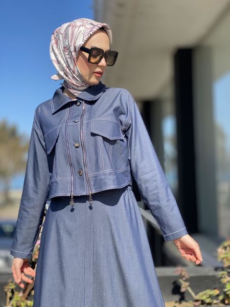 Almarwah Tencel Kısa Kot Ceket 404833