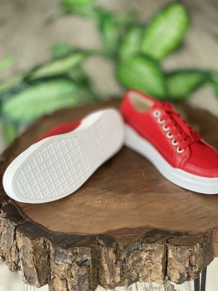 Benetton Deri Detaylı Keten Kırmızı Sneaker Kadın Ayakkabı 30910