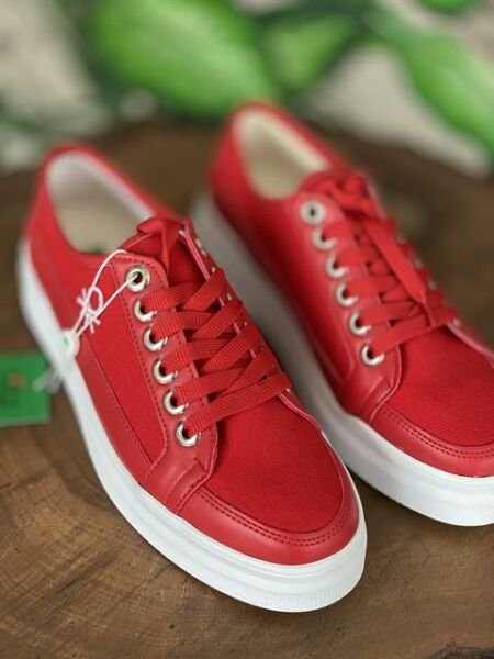 Benetton Deri Detaylı Keten Kırmızı Sneaker Kadın Ayakkabı 30910