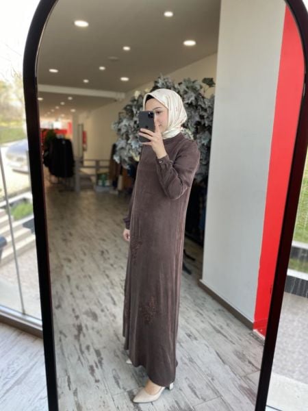 Almarwah Boncuk İşlemeli Cupra Elbise 303829
