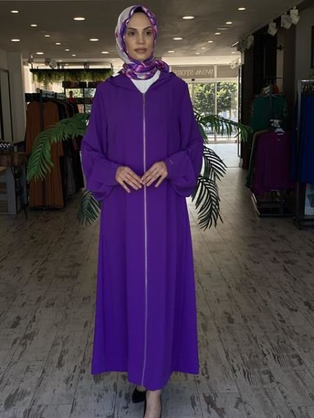 SENNA Andrea Fermuarlı Mor Abaya 4011S23