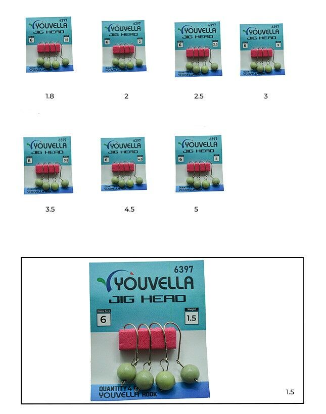 Youvella 6397 Mafsallı LRF Jig Head Glow Head 4lü Paket