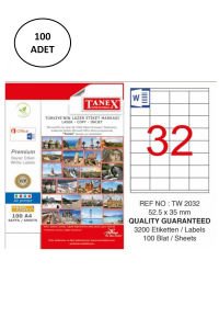 Tanex TW-2032 52.5x35mm Laser Etiket 100 Lü
