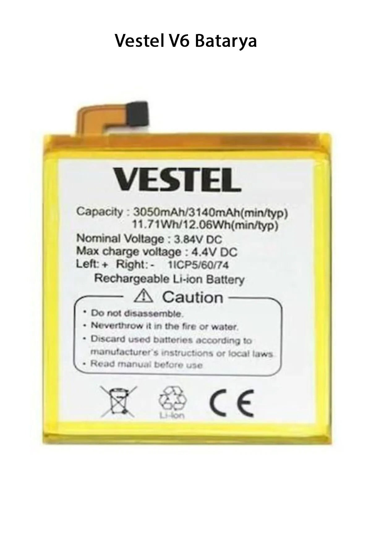 Vestel V6 Telefonlarla Uyumlu Batarya 3050 mAh