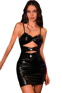 Kadın Fantezi Deri Kostüm Harness Erotik Kıyafet 21038 Siyah - Royaleks
