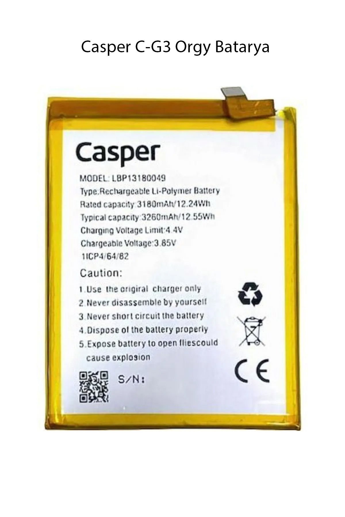 Casper Via G3 Model Telefonla Uyumlu Batarya Pil 3180 Mah