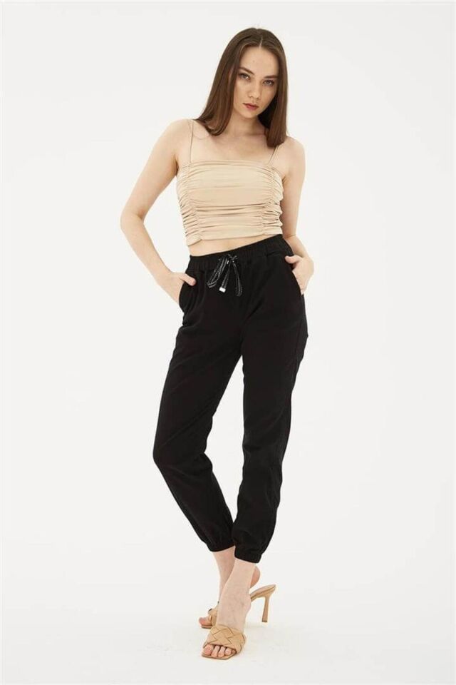 FASHION FRIENDS KADIN PAÇASI VE BELİ LASTİKLİ PANTOLON 24Y0009K1