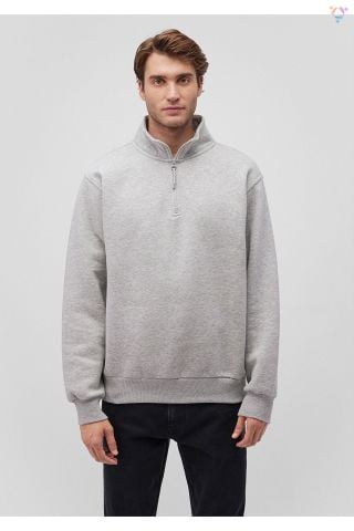 MAVİ ERKEK YARIM FERMUARLI SWEATSHIRT Açık Gri Mela 0S10278-80196