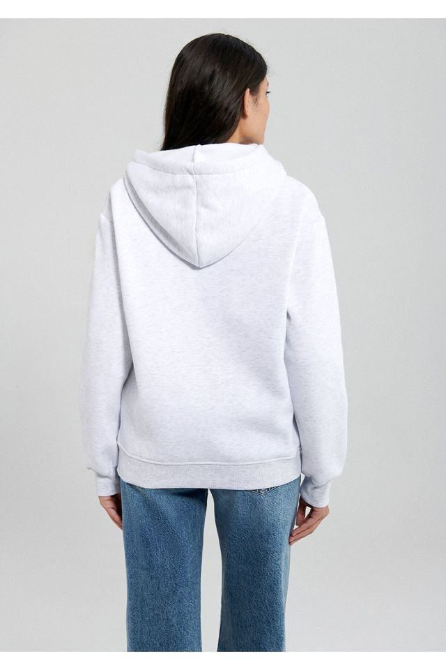 MAVİ KADIN KAPİŞONLU SWEATSHIRT Kar Gri MelanJ 167299-85438