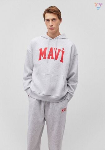 MAVİ ERKEK MAVİ BASKILI SWEATSHIRT Kar Gri MelanJ 067149-85438