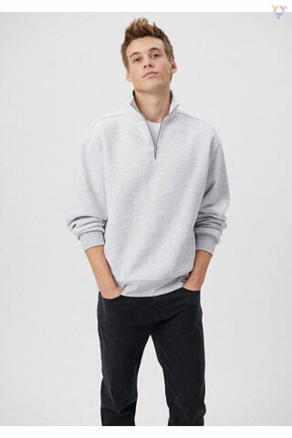 MAVİ ERKEK YARIM FERMUARLI SWEATSHIRT Kar Melanj 0S10034-82498