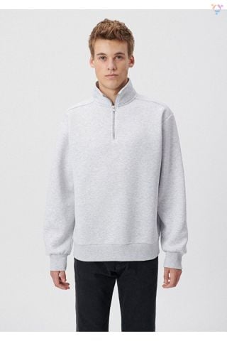 MAVİ ERKEK YARIM FERMUARLI SWEATSHIRT Kar Melanj 0S10034-82498